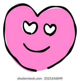 A hand-drawn heart face emoji. Features a simple and cute pink-based design. Stylish and versatile for various scenes.