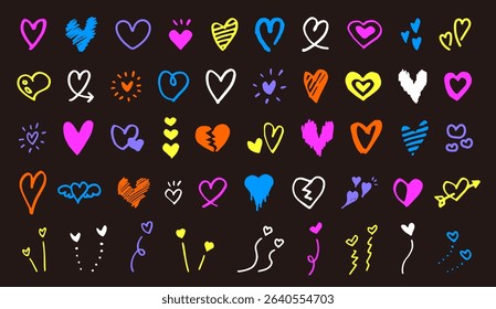 Hand-drawn heart icon. Doodle-style heart. Symbol of Valentine's Day and love. Vector material.