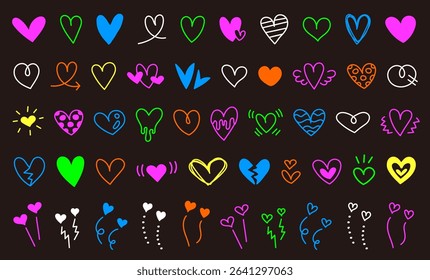 Hand-drawn heart icon. Doodle-style heart. Symbol of Valentine's Day and love. Vector material.