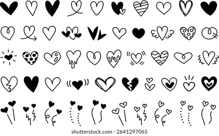 Hand-drawn heart icon. Doodle-style heart. Symbol of Valentine's Day and love. Vector material.
