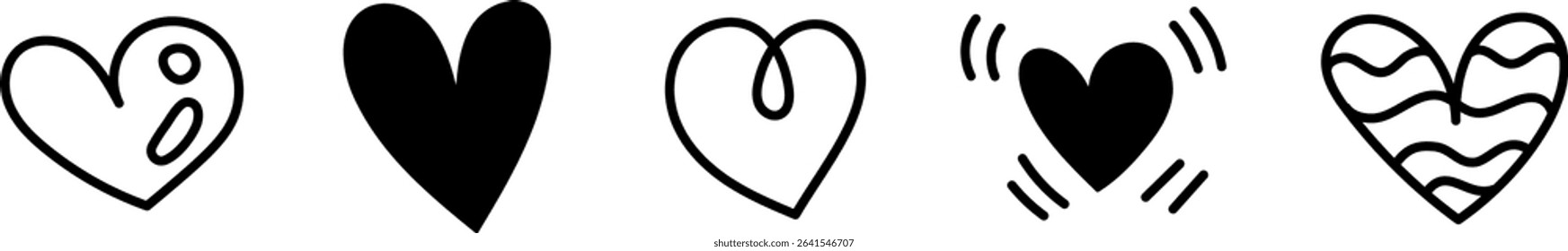 Hand-drawn heart icon. Doodle-style heart. Symbol of Valentine's Day and love. Vector material.