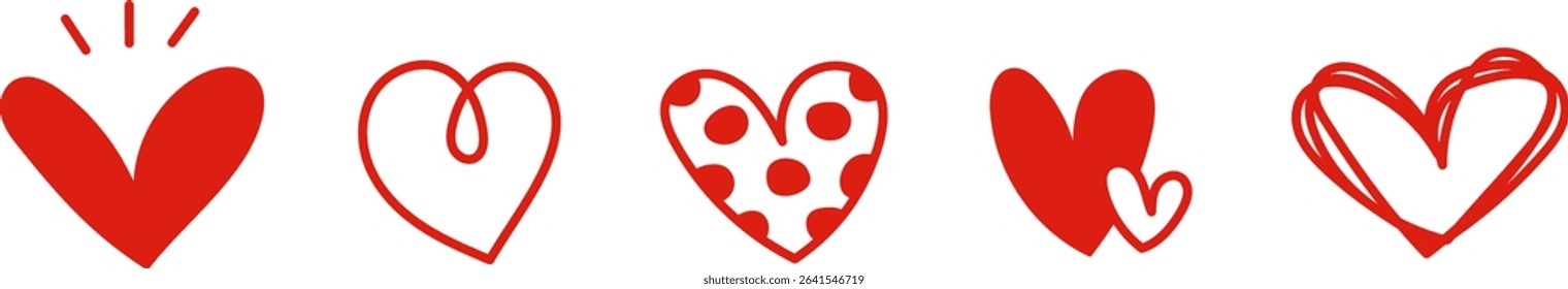 Hand-drawn heart icon. Doodle-style heart. Symbol of Valentine's Day and love. Vector material.