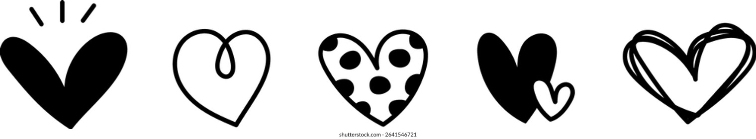 Hand-drawn heart icon. Doodle-style heart. Symbol of Valentine's Day and love. Vector material.