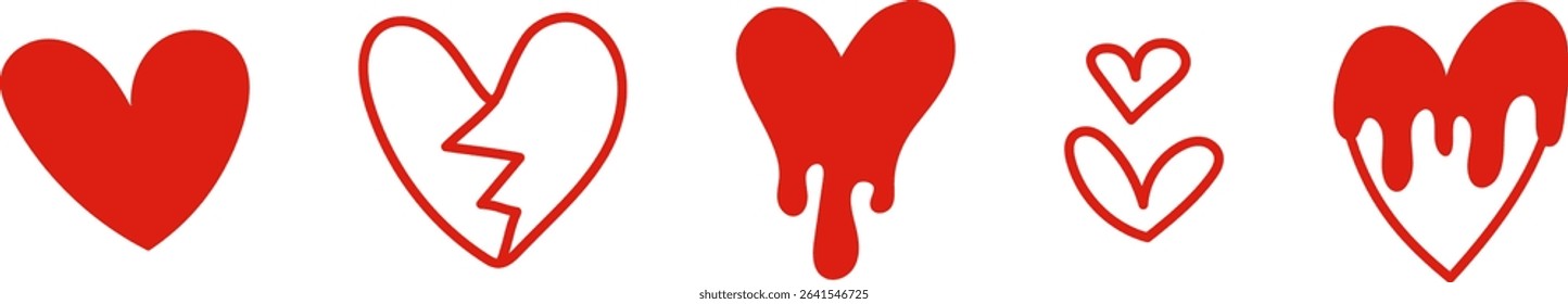 Hand-drawn heart icon. Doodle-style heart. Symbol of Valentine's Day and love. Vector material.