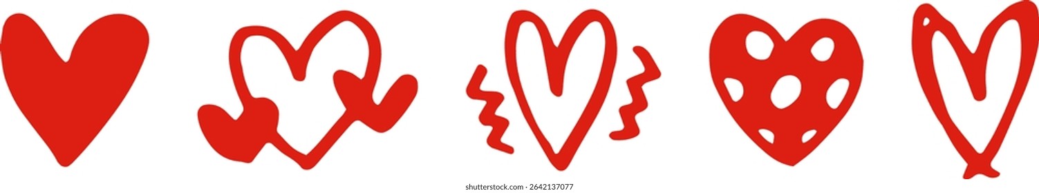 Hand-drawn heart icon. Doodle-style heart. Symbol of Valentine's Day and love. Vector material.
