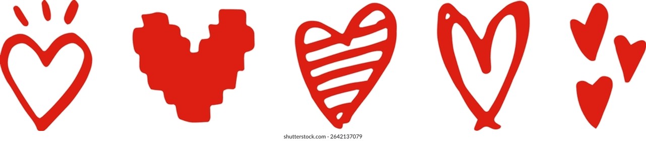 Hand-drawn heart icon. Doodle-style heart. Symbol of Valentine's Day and love. Vector material.