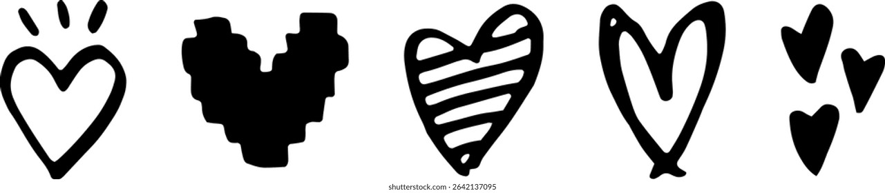Hand-drawn heart icon. Doodle-style heart. Symbol of Valentine's Day and love. Vector material.