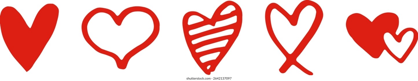 Hand-drawn heart icon. Doodle-style heart. Symbol of Valentine's Day and love. Vector material.