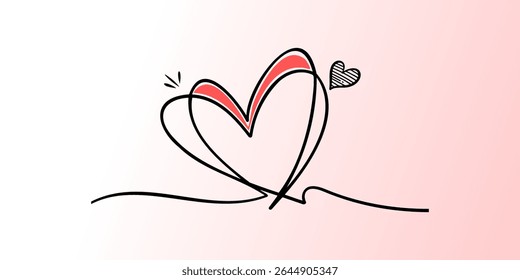 Hand-drawn heart illustration with playful design elements on soft pastel background