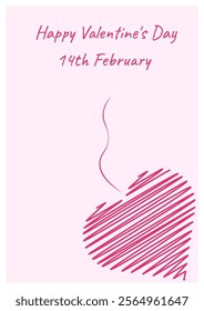 Hand-Drawn Heart with Pencil for Valentine's Day Poster - February 14th Love Concept