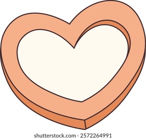 Handdrawn Heart Shape Box Vector Illustration
