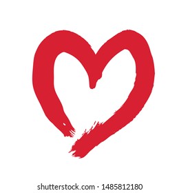hand-drawn heart shape with a brush, vector illustration