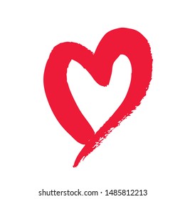 hand-drawn heart shape with a brush, vector illustration