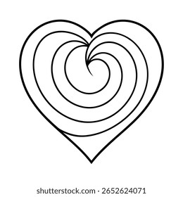 Handdrawn Heart Shape with Concentric Swirls on Abstract love