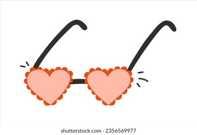 Hand-drawn heart shaped glasses isolated on white background. Vector illustartion