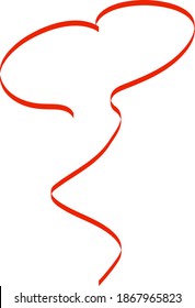 Hand-drawn heart shaped red ribbon. Love concept, valentine's day. Vector illustration