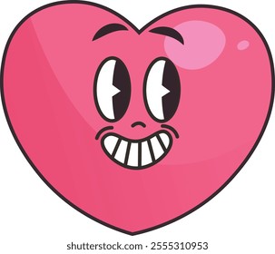 Handdrawn Heart Smiling Character Vector Illustration