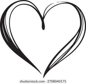 A hand-drawn heart with thick lines and a simple, stylized design.