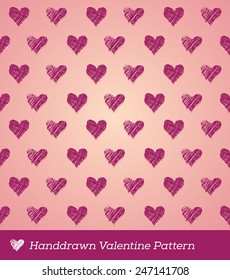 Hand-drawn Heart Valentine Pattern.