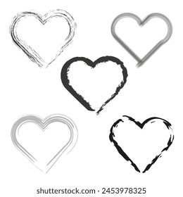 Hand-drawn hearts collection. Love symbol sketches. Romantic design elements. Valentine's Day icons. Vector illustration. EPS 10.