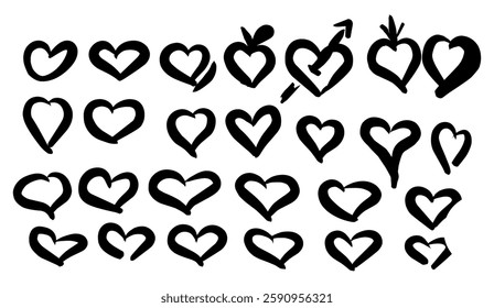 Hand-Drawn Hearts, A Collection of Unique and Expressive Heart Illustrations for Valentine's Day, Romantic Designs, and Creative Graphic Projects