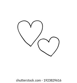 Hand-drawn hearts. Doodle image for various designs.