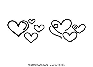 Hand-drawn hearts graphic design for Valentine's Day.