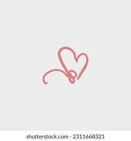 Handdrawn hearts isolated on gray background. Vector illustration for your graphic design, heart, shape, love, sketch, element, icon, doodle, valentine,