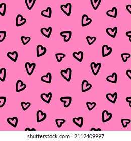 hand-drawn hearts seamless pattern. concept of love, happy valentine's day, wedding, birthday. wrapping paper. vector illustration