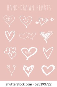 Hand-drawn hearts set