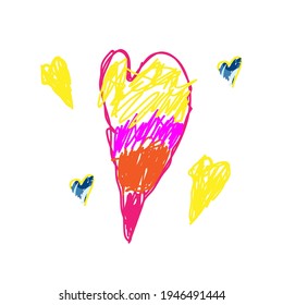 Handdrawn hearts set on white background. Stock vector