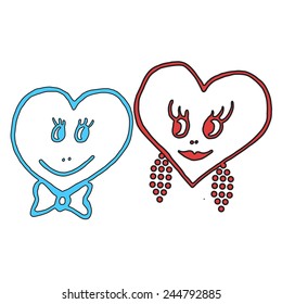 Hand-drawn hearts for valentines day. Vector illustration