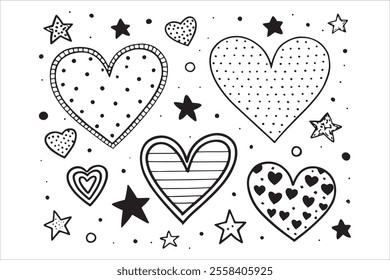 Hand-drawn hearts vector graphics Art