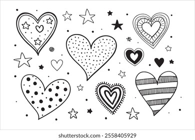 Hand-drawn hearts vector graphics Art