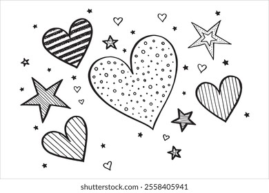 Hand-drawn hearts vector graphics Art