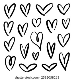 Hand-drawn hearts. Vector heart doodles on white background. St. Valentine's Day elements