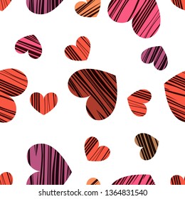Handdrawn hearts. Vector illustration. Seamless pattern background. Wrapping paper design