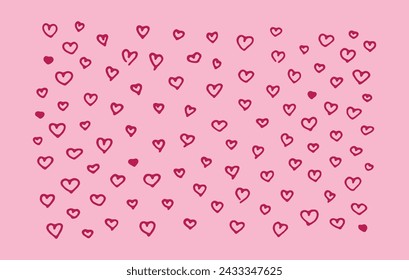  Hand-Drawn Hearts Vector Set on Pink Background
