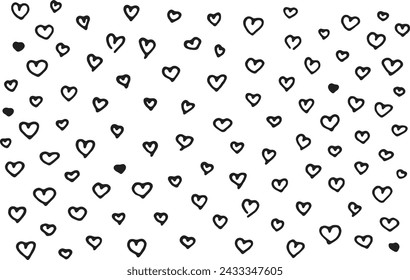 Hand-Drawn Hearts Vector Set Pattern Background