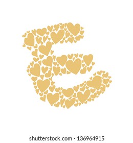 hand-drawn heart-shaped colorful alphabet design element