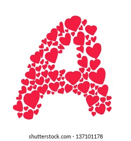 hand-drawn heart-shaped colorful alphabet design element