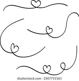 Hand-Drawn Heart-Themed Decorative Dividers and Borders Vector for Romantic Designs
