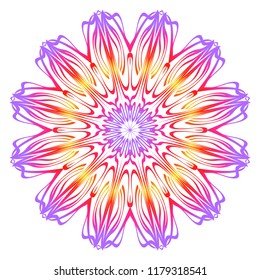 Hand-Drawn Henna Ethnic Mandala. Circle lace ornament. Vector illustration. for coloring book, greeting card, invitation, tattoo. Anti-stress therapy pattern.