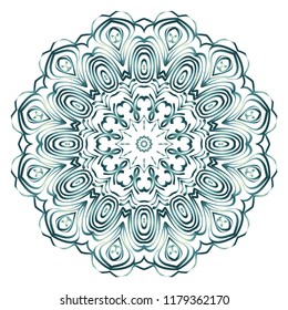 Hand-Drawn Henna Ethnic Mandala. Circle lace ornament. Vector illustration. for coloring book, greeting card, invitation, tattoo. Anti-stress therapy pattern.