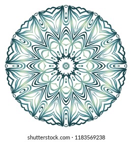 Hand-Drawn Henna Ethnic Mandala. Circle lace ornament. Vector illustration. for coloring book, greeting card, invitation, tattoo. Anti-stress therapy pattern.