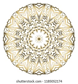 Hand-Drawn Henna Ethnic Mandala. Circle lace ornament. Vector illustration. for coloring book, greeting card, invitation, tattoo. Anti-stress therapy pattern.