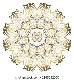 Hand-Drawn Henna Ethnic Mandala. Circle lace ornament. Vector illustration. for coloring book, greeting card, invitation, tattoo. Anti-stress therapy pattern.