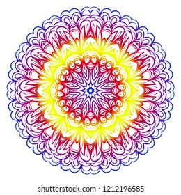 Hand-Drawn Henna Ethnic Mandala. Circle lace ornament. Vector illustration. for coloring book, greeting card, invitation, tattoo. Anti-stress therapy pattern