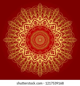 Hand-Drawn Henna Ethnic Mandala. Circle lace ornament. Vector illustration. for coloring book, greeting card, invitation, tattoo. Anti-stress therapy pattern