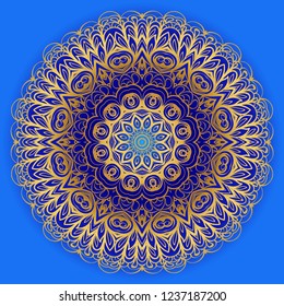 Hand-Drawn Henna Ethnic Mandala. Circle lace ornament. Vector illustration. for coloring book, greeting card, invitation, tattoo. Anti-stress therapy pattern